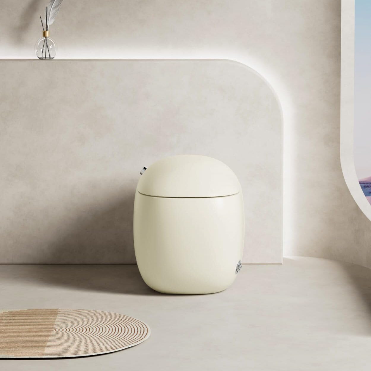 HA-22AH Tankless Smart Bidet Toilet with Heated Seat & Voice/App Control – Beige Toilet with Auto Flush, Instant Warm Water, Dual Nozzles, Air Purifier, LED Display, 1.28 GPF