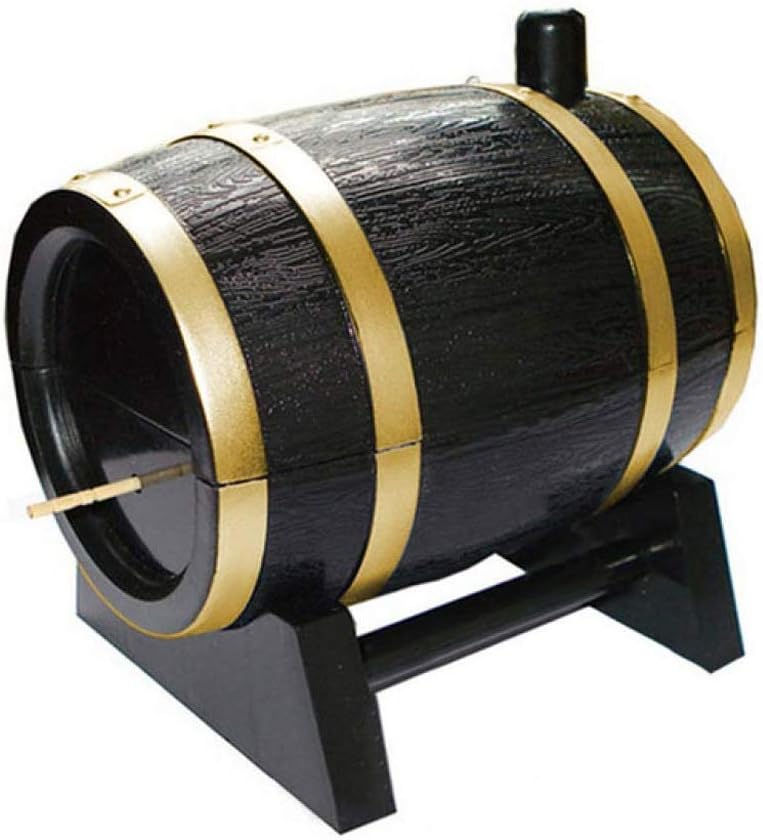 Toothpick Holder, Creative Wine Barrel Shaped Toothpick Box Wood Picker Dispenser Holder (Color : B) (B)