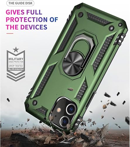 Miniatura 2 de Yiakeng Funda para iPhone 12, iPhone 12 Pro con protector de pantalla, fundas protectoras de grado militar con anillo para iPhone 1212 Pro (verde