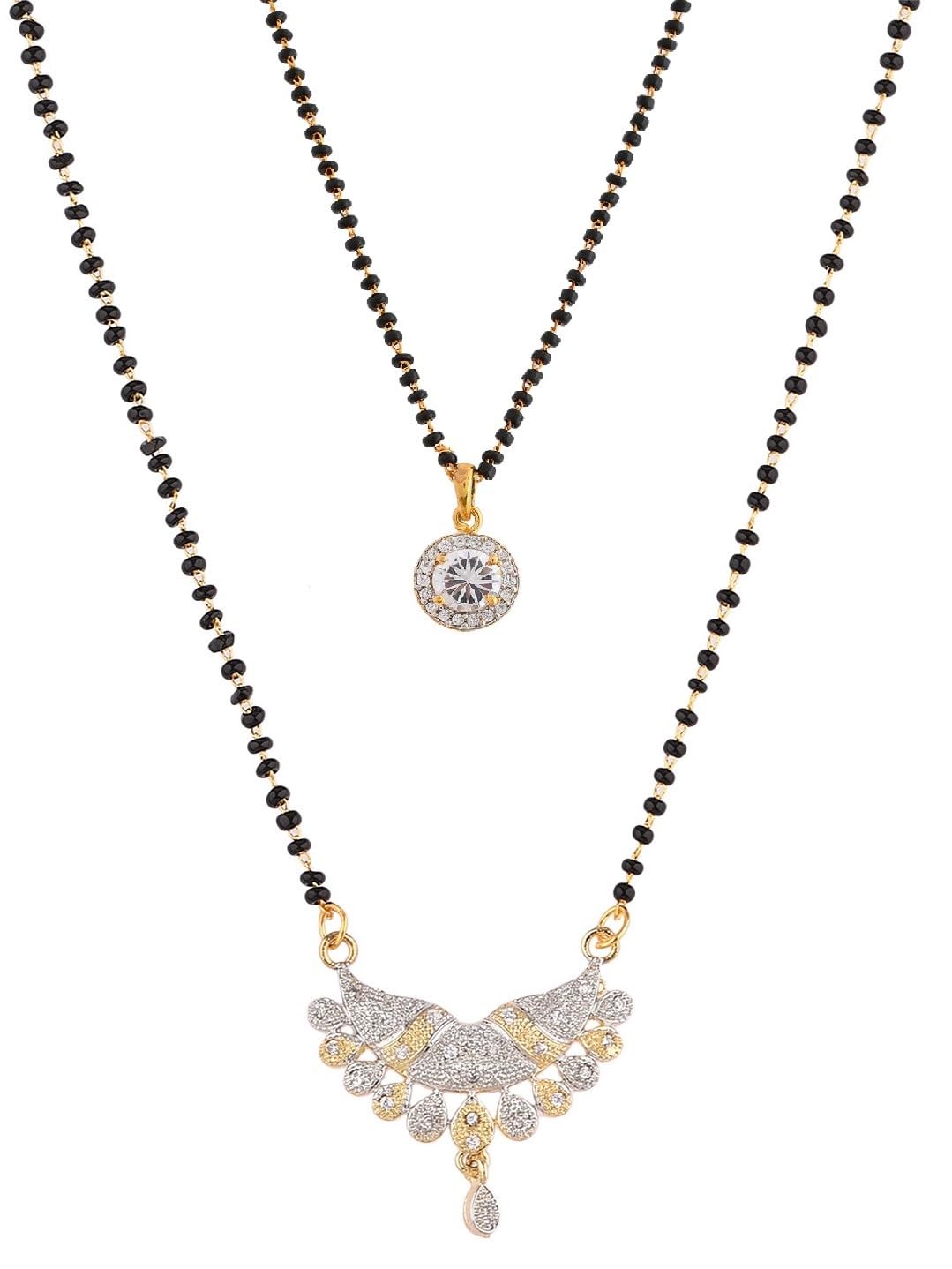 Set Of 2 Gold-Plated Cubic Zircon Mangalsutra Set | Combo Mangalsutra For Women-image-49