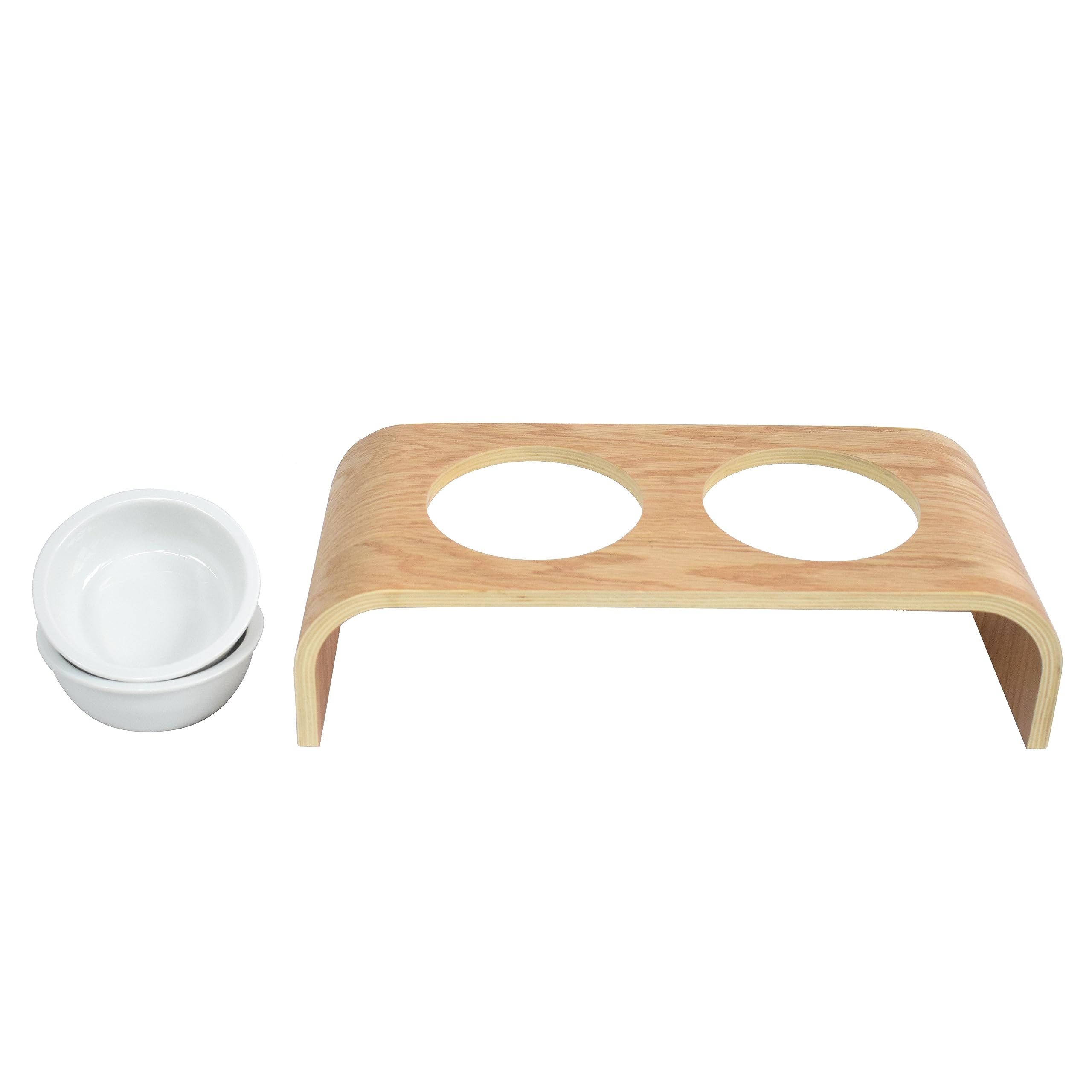 Ciotola per gatti e cani di piccola taglia | 250 ml | ciotola per gatti | ciotola per cibo | ceramica | con 2 + 2 ciotole | 4 ciotole | set per gatti | legno di bambù