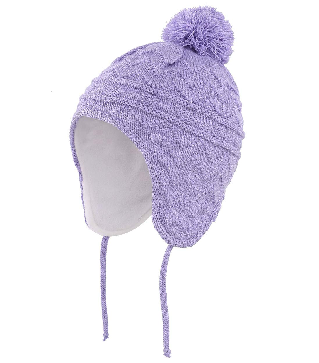 Magracy Men's Light Purple Baby Toddler Warm Earflap Beanie Kids Boys Girls Winter Fleece Lined Knitted Hat M