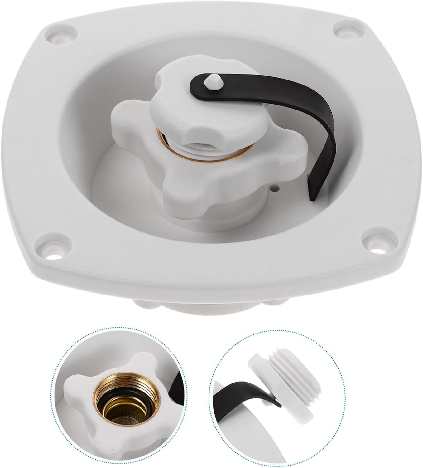 Mikinona Inlet Replacement Cap Tank Inlet Valve Stop Valve Camper Fill Inlet Valve Pp White