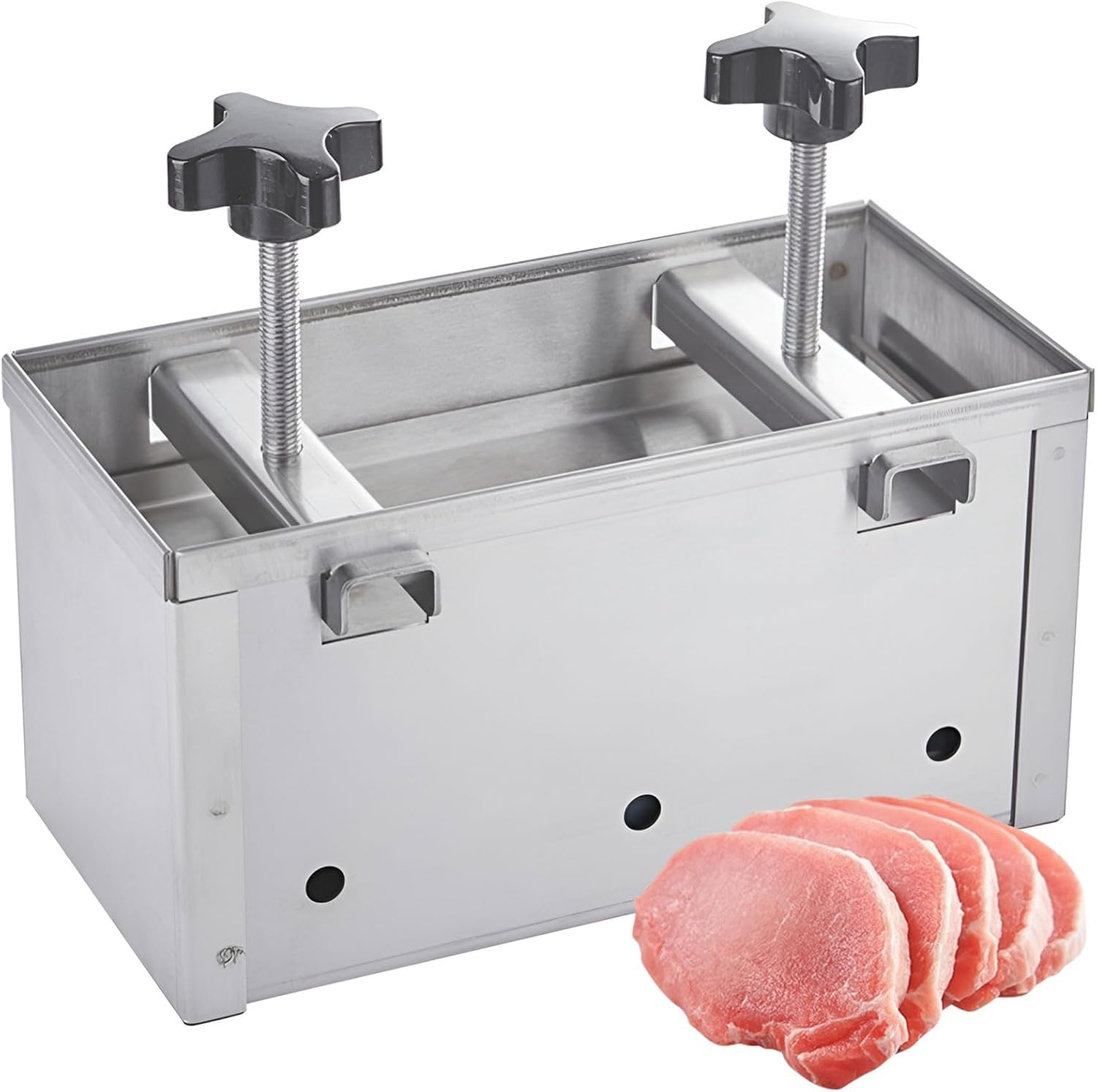 Forma do prasowania mięsa ze stali nierdzewnej do burgerów z wymiennym dnem i tacek na sok do grillowania BBQ - stal 304, łatwe wyjmowanie, wiele rozmiarów (1KG, 2KG, 3KG, 5KG, 10KG),1KG