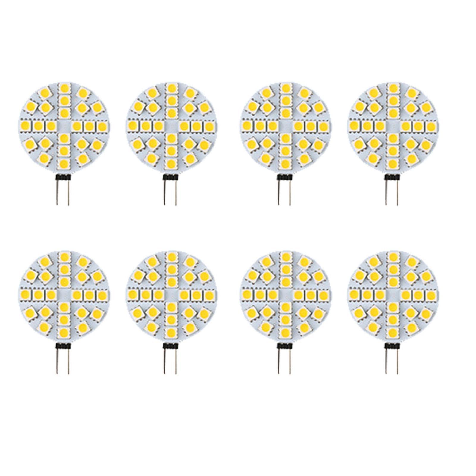 G4 LED Bulb Lamp 2W Bi-Pin LED Disc JC Side Pin 12V-24V AC/DC Low Volt CRI>85 350 Lumens 4W-8PCS ColdWhite