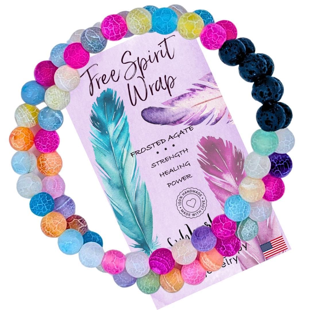 Essential Oil Lava Rock Diffuser Bracelet - HANDMADE IN THE USA - Aromatherapy Gemstone Bracelets for Women - Relaxation Gift for Women