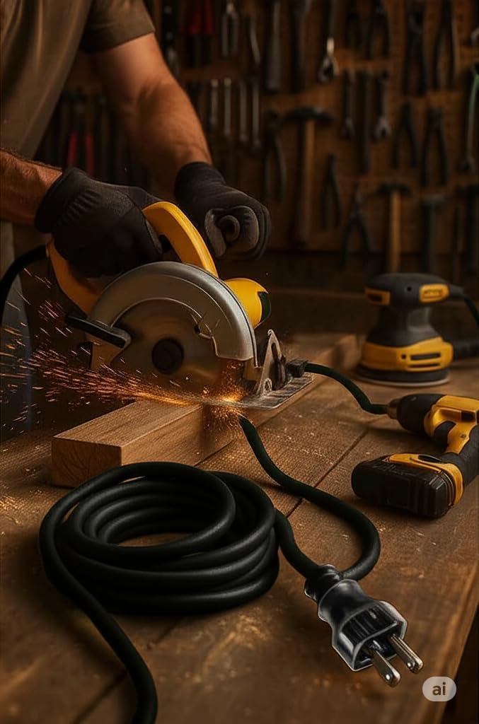 100 ft Extension Cord 10/3 – 10 Gauge Outdoor Heavy Duty Power Cable, 15 Amp 1875W, Waterproof SJTW with Lighted End, 3-Prong, Indoor/Outdoor Extreme Weather Use Flexible & Durable