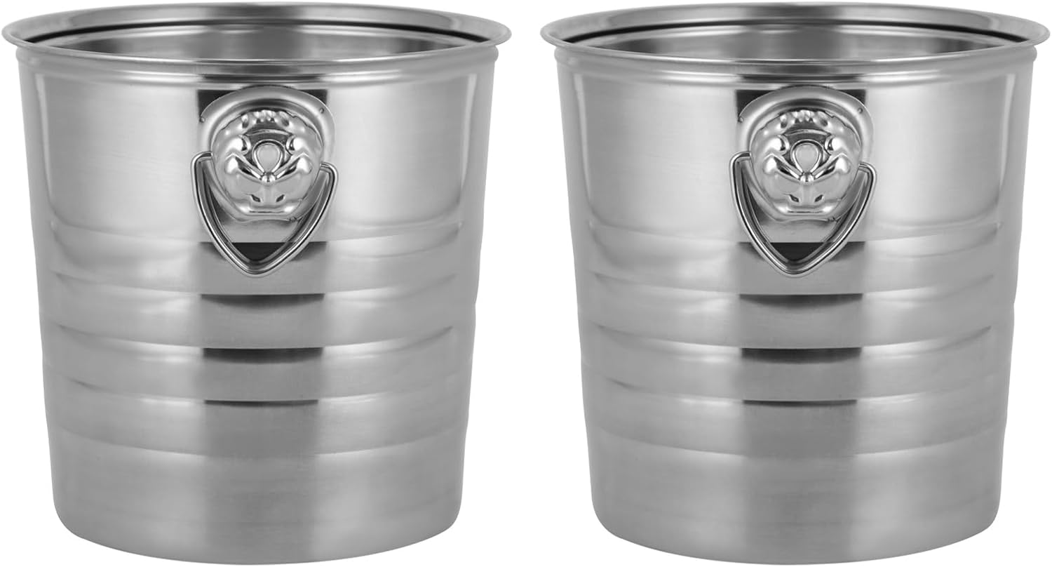 DYNAMI 2Pcs Stainless Steel Ice Bucket With Ice Tongs, 5L/1.3 Gal Large Stainless Steel Bucket Beverage Chiller Beer Cooler Bucket,for Home Bar Club Party Supplies