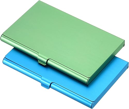 PATIKIL Titular de la tarjeta de visita, titular de la tarjeta del metal de aluminio para la tarjeta de crédito de la tarjeta de, Azul, Verde,