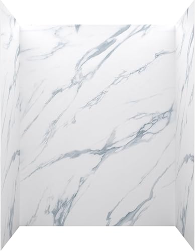 Miseno MSW786032 ReadySet 60 "x 32" X 78" Kit de pared de ducha de alcoba de cinco paneles - Blanco Carrara