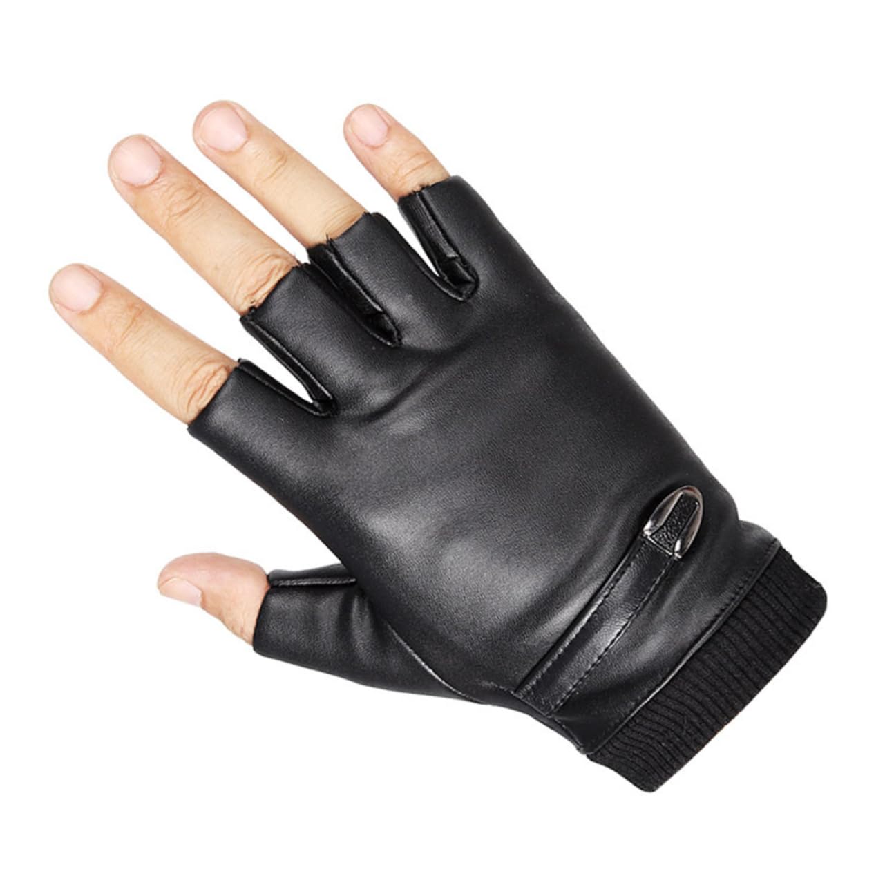 FOMIYES 2 Pair Unisex PU Leather Half Finger Gloves Breathable Shockproof Cycling Biking Fishing and Outdoor Activities Windproof Comfortable Design Sweat Slip