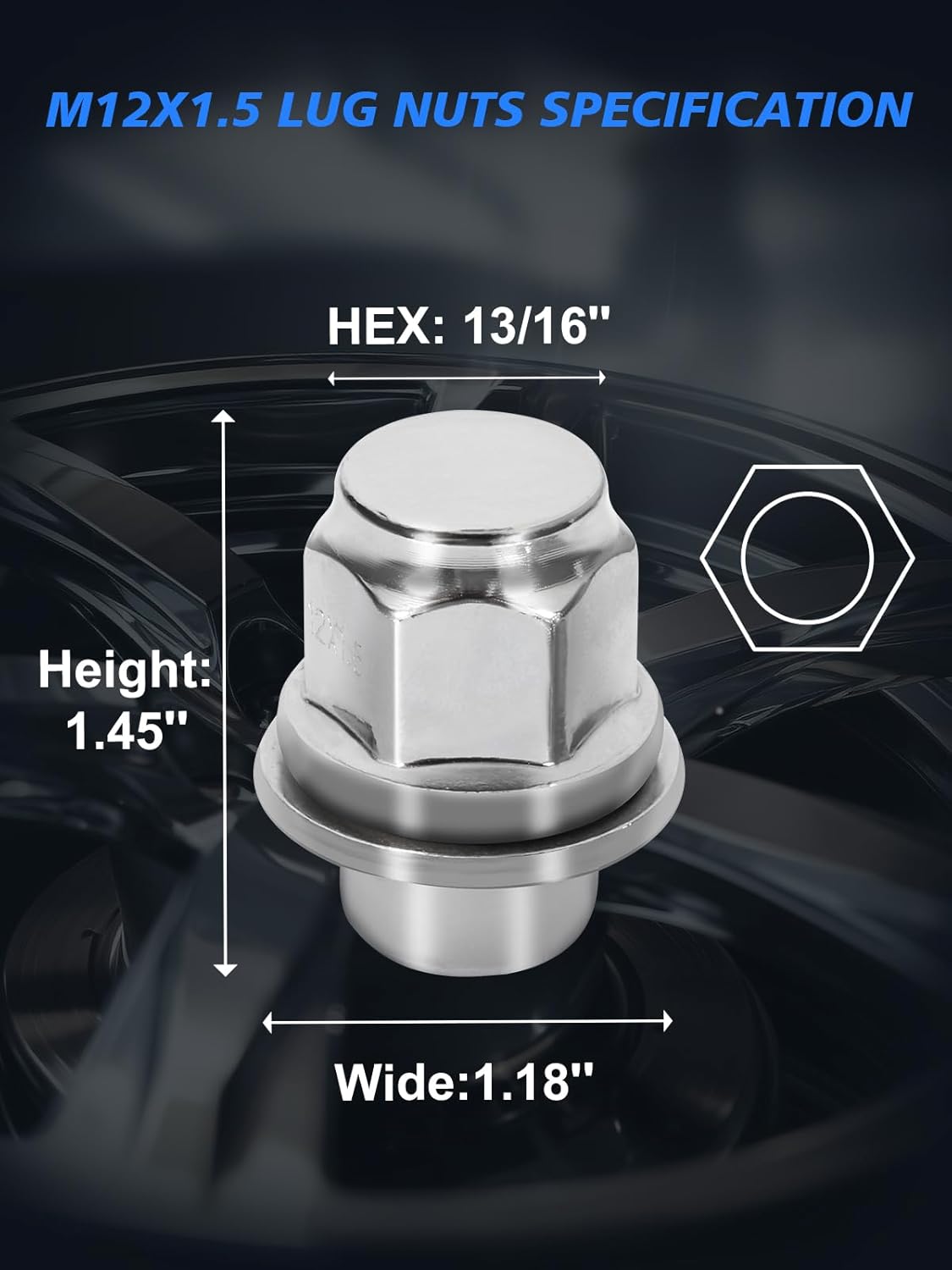 M12x1.5 Lug Nuts - 20pcs Wheel Lug Nuts Set Compatible with 95-22 Avalon, 97-24 Camry, 97-17 4Runner, 03-24 Corolla, 96-23 RAV4, 97-16 Tacoma, 13-22 RX350, Chrome Acorn Wheel Nuts