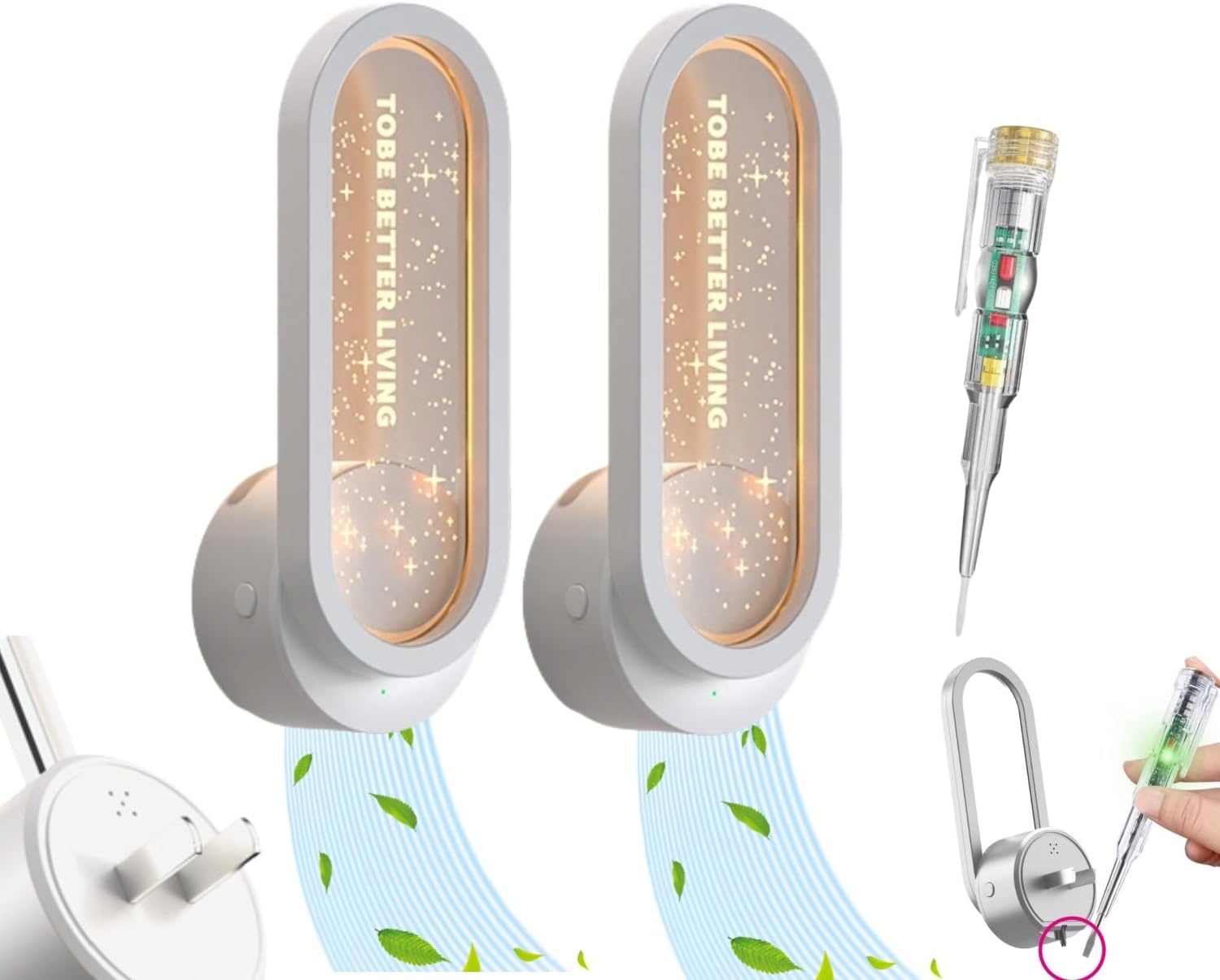 2 Pack Air Purifier Plug In for Home Night light design,Air Ionizer Purifier Plug In,Portable Negative Ion Generator,Ionic Air Freshener For Pet Odor,Kitchen Odor,Dust,Smoke Smell