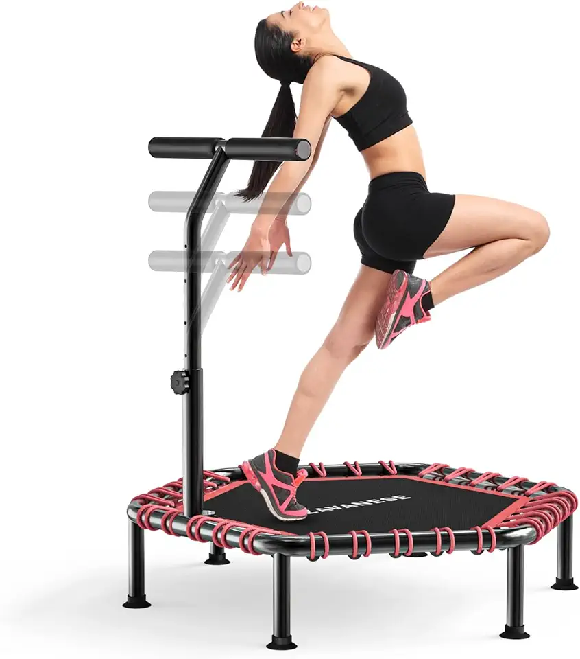 Trampolim Jump Profissional Com Apoios De Braços Ajustáveis Diâmetro Do Trampolim 108 Cm Cordão elástico de 10 mm Capacidade De Carga 250kg