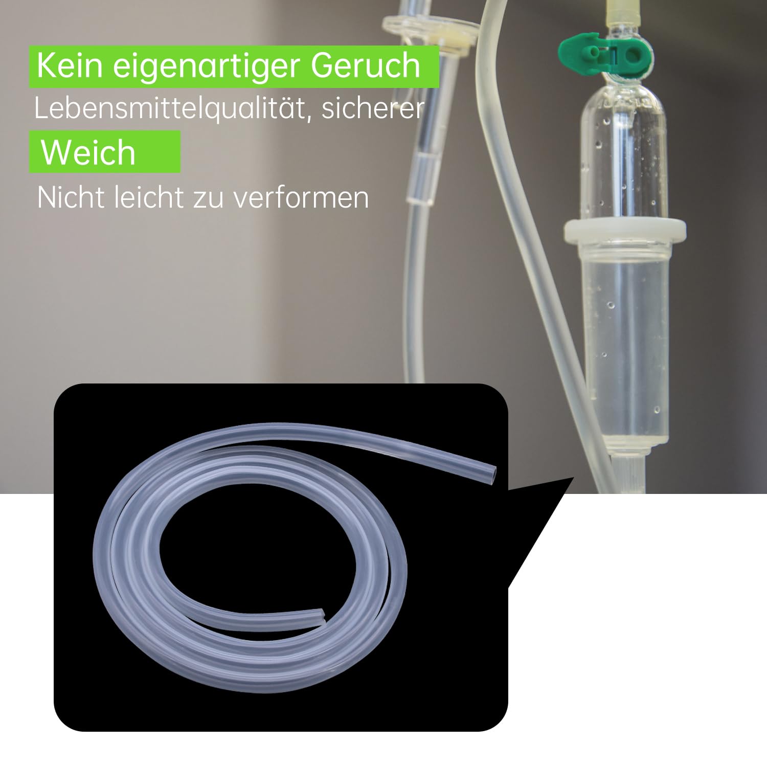 Tuyau en silicone - Tuyau en caoutchouc transparent pour la maison, l'eau potable, l'industrie - 13 mm ID x 18 mm OD, épaisseur de paroi 2,5 mm, longueur 2 m
