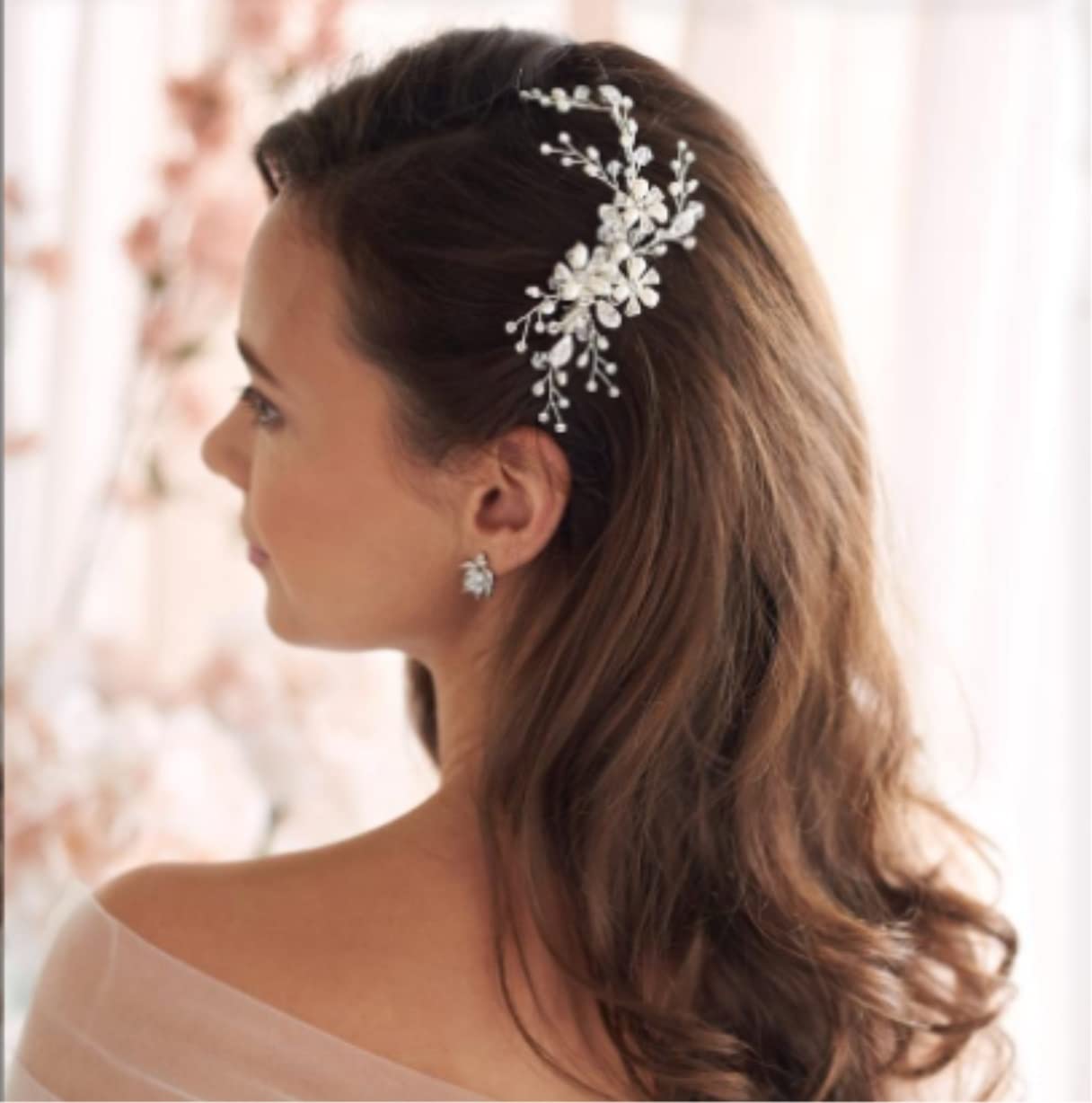 Grzebień Boczny dla Kobiet Ślubne akcesoria do włosów Grzebień do włosów Sztuczna perła Kryształ Bride Hair Boczny grzebień Klipy Spinki do włosów Grzebieni do Włosów(A)