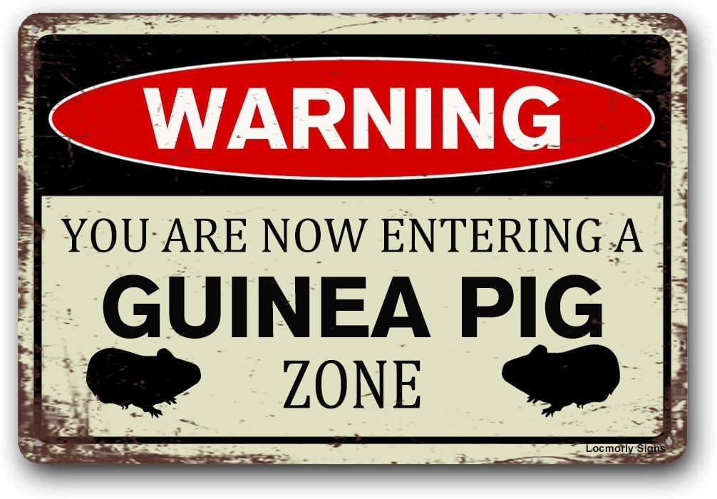 Guinea Pig Funny Warning Sign, Pet Lover Cute Creative Home Wall Decor Plaque 12x8 Inch