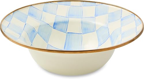 MACKENZIE-CHILDS Enamel Serving Bowl, Serveware and Kitchen Decor, Light-Blue-and-White Sky Check