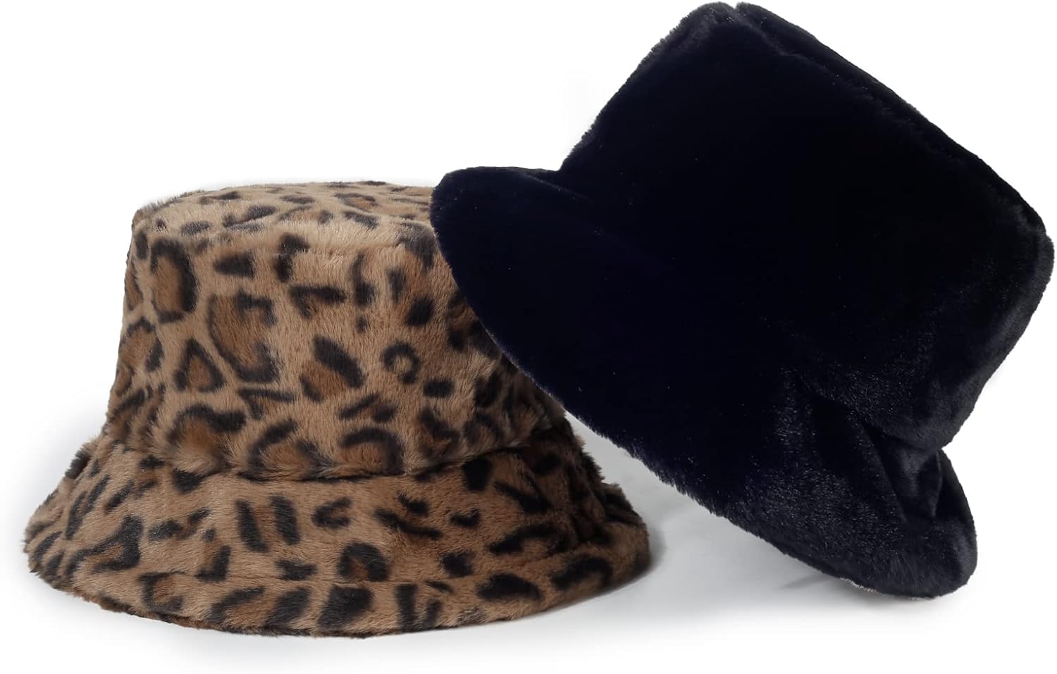 Winter Faux Fur Bucket Hat, Fluffy Fuzzy Warm Hats, Plush Fisherman Cap, Furry Puffy Hats for Women