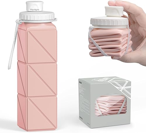 Vista 102 de Botellas de agua plegables de silicona de 20.6 onzas, plegables, a prueba de fugas, sin BPA, reutilizables, ligeras, portátiles, botellas de agua
