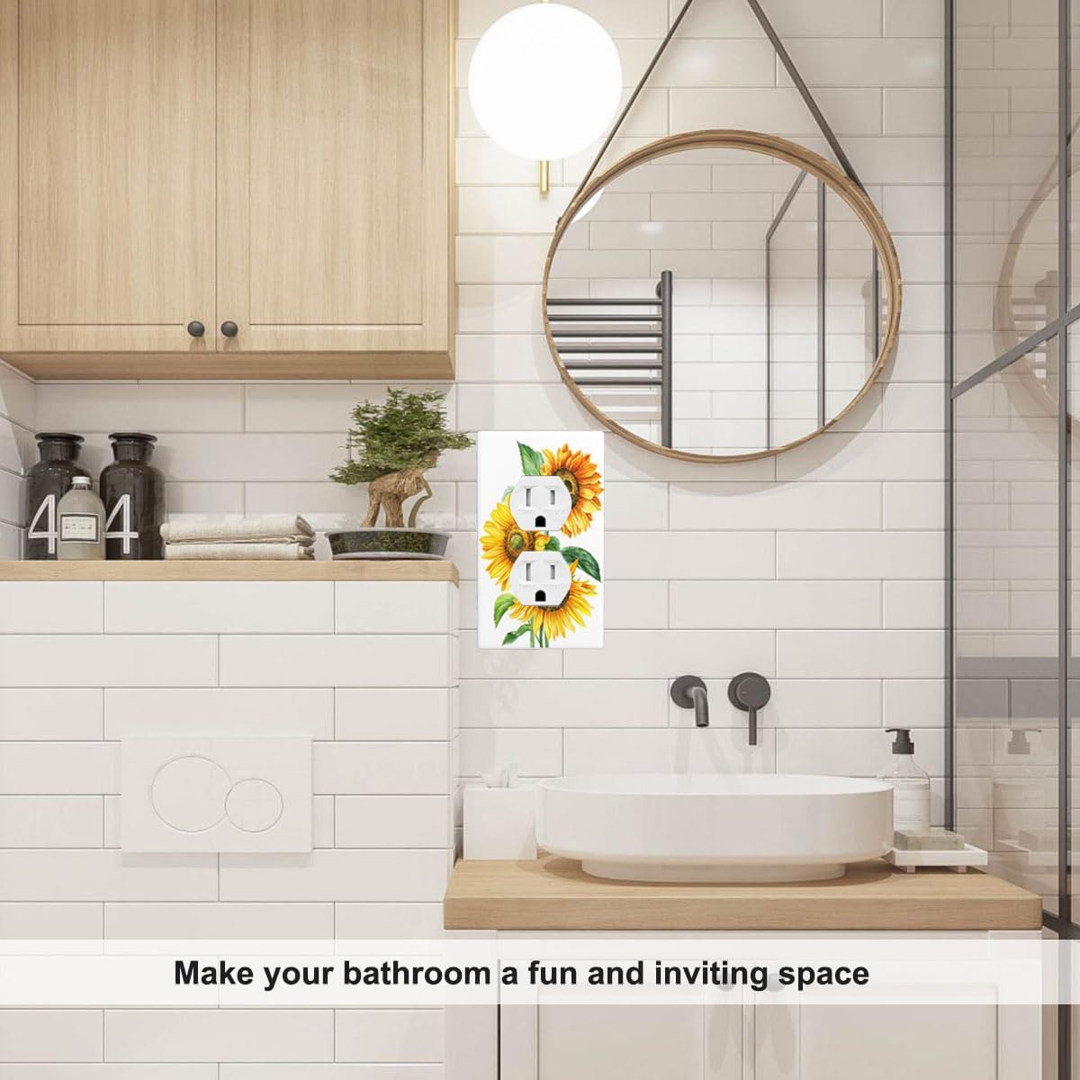 Watercolor Sunflowers Bouquet Outlet Covers, Yellow Floral 1-Gang Duplex Receptacle Wall Plate, Standard Plug Cover 4.5x2.76 Inch for Home Bedroom Bathroom Kitchen Wall Decor