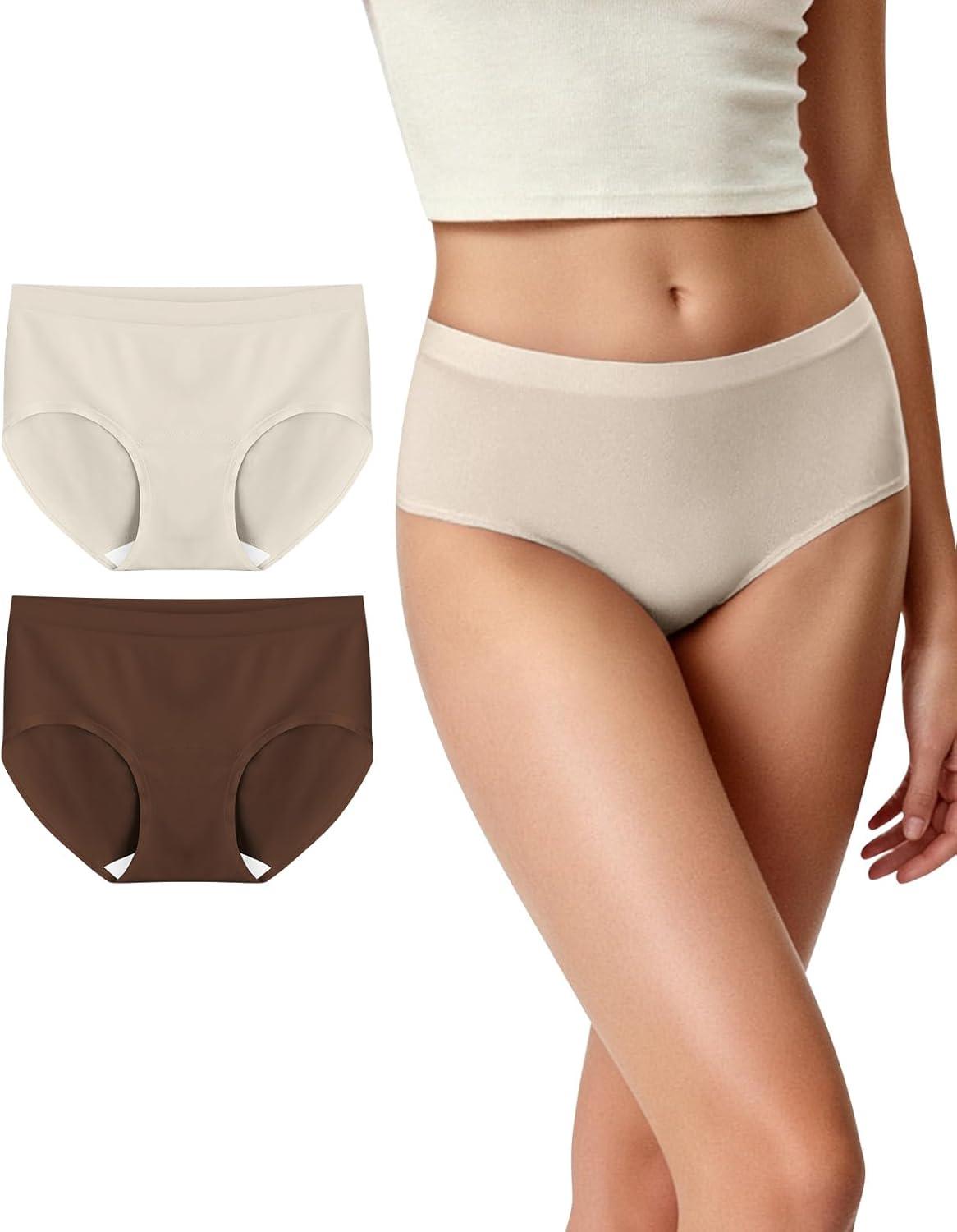 Seamless Underwear for Women Cotton Underwear Breathable No Show Panties 2 Pack