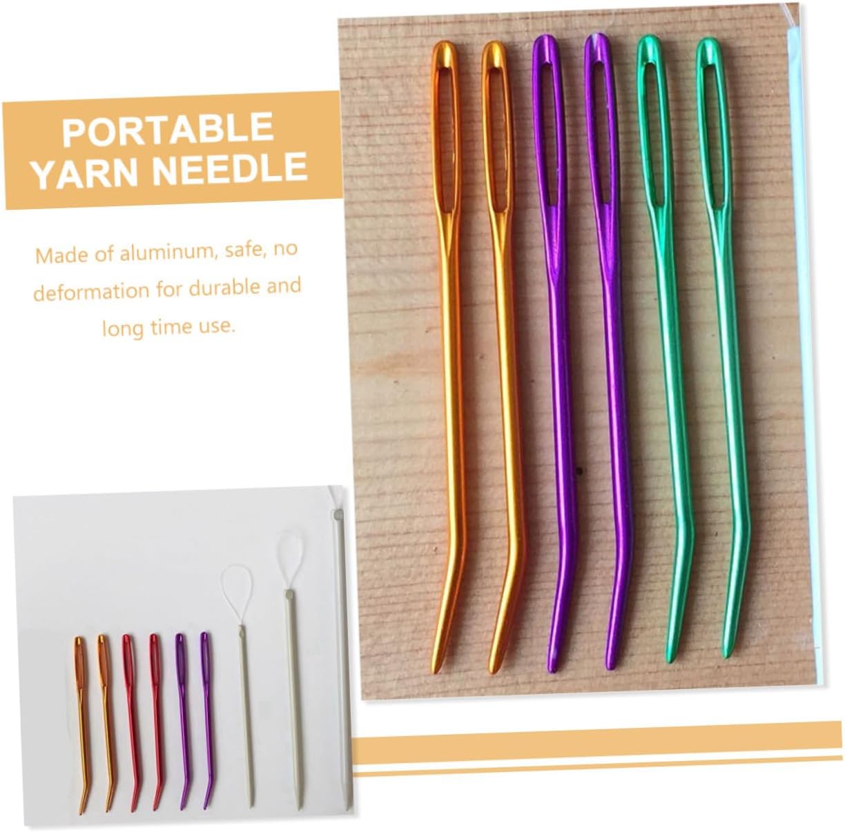 COHEALI 12pcs Mixed Color Compact Yarn Needles Curved Safety Sewing Needles Wear-Resistant Portable for Hand Sewing and Knitting Crafts Random Color