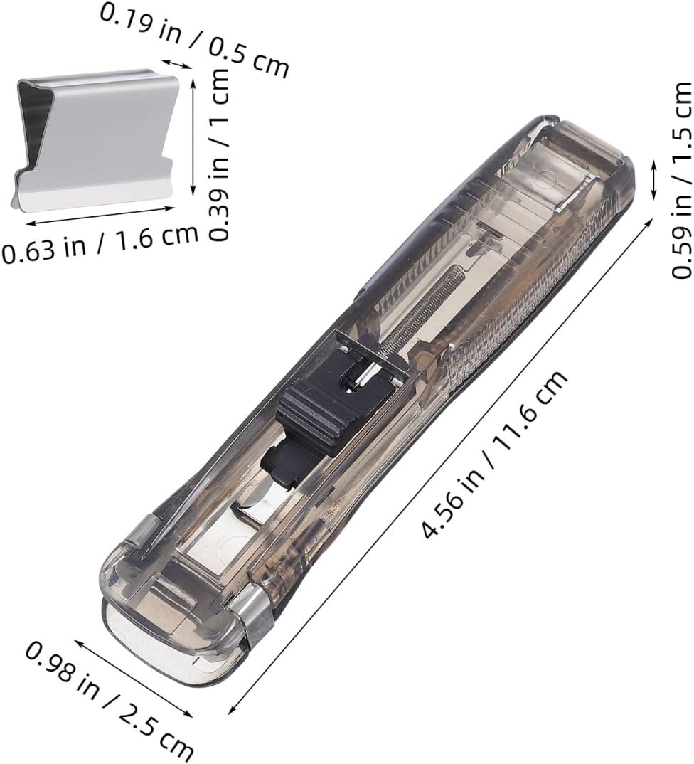 Portable Paper Clam Clip Dispenser 2pcs - Reusable Push Stapler with 200 Refill Clips, No-Hole Binding - Up to 40 Sheet Capacity, Handheld for Document Office School Desk (Black)
