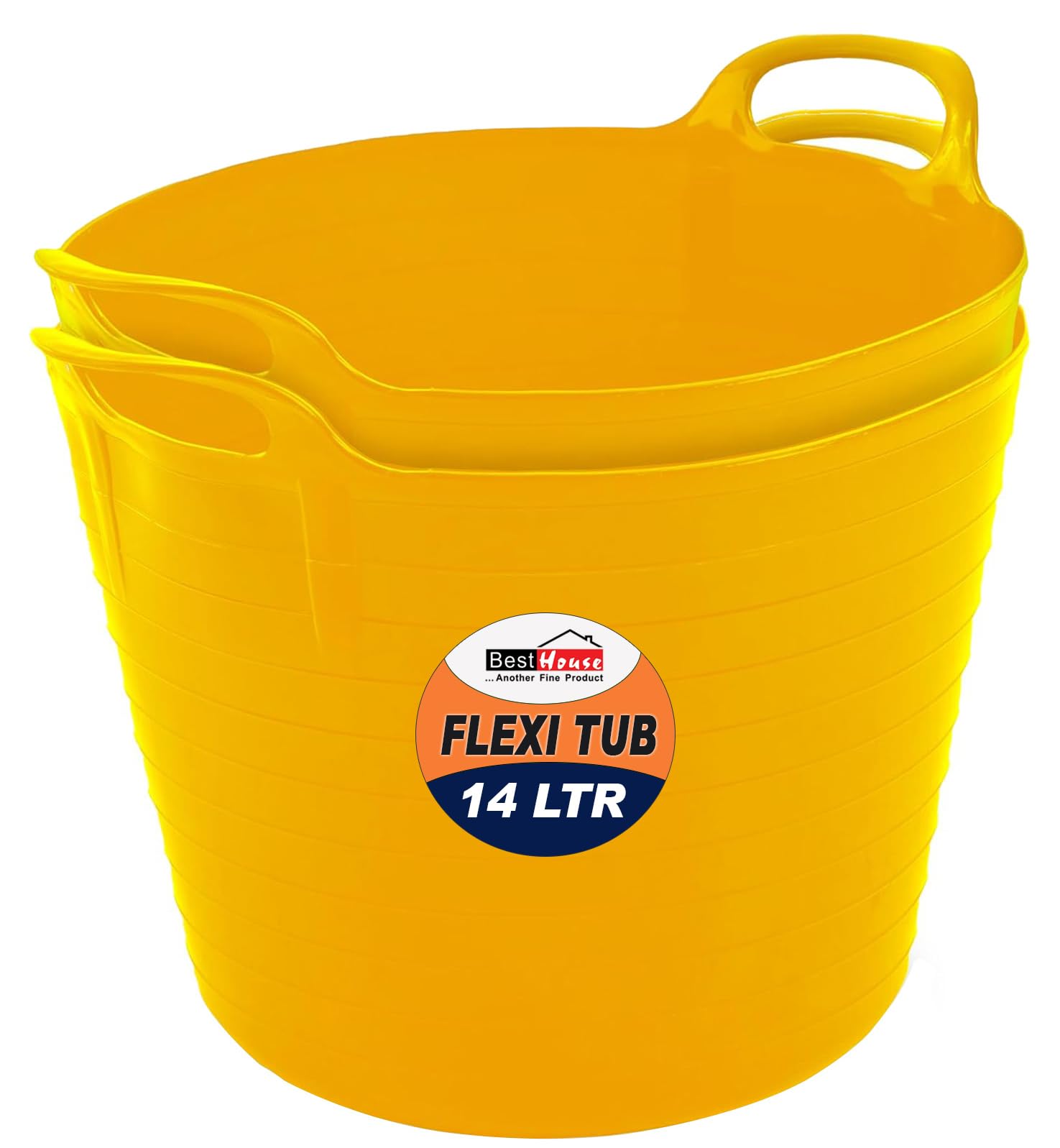 Best House | 2 Pcs of Flexi Tub with Handles | 14 Litres | Yellow | Garden Tubs | Plastic Storage Container for Home, Washing, Garden Waste and DIY Projects - (Pack of 2) — image 1