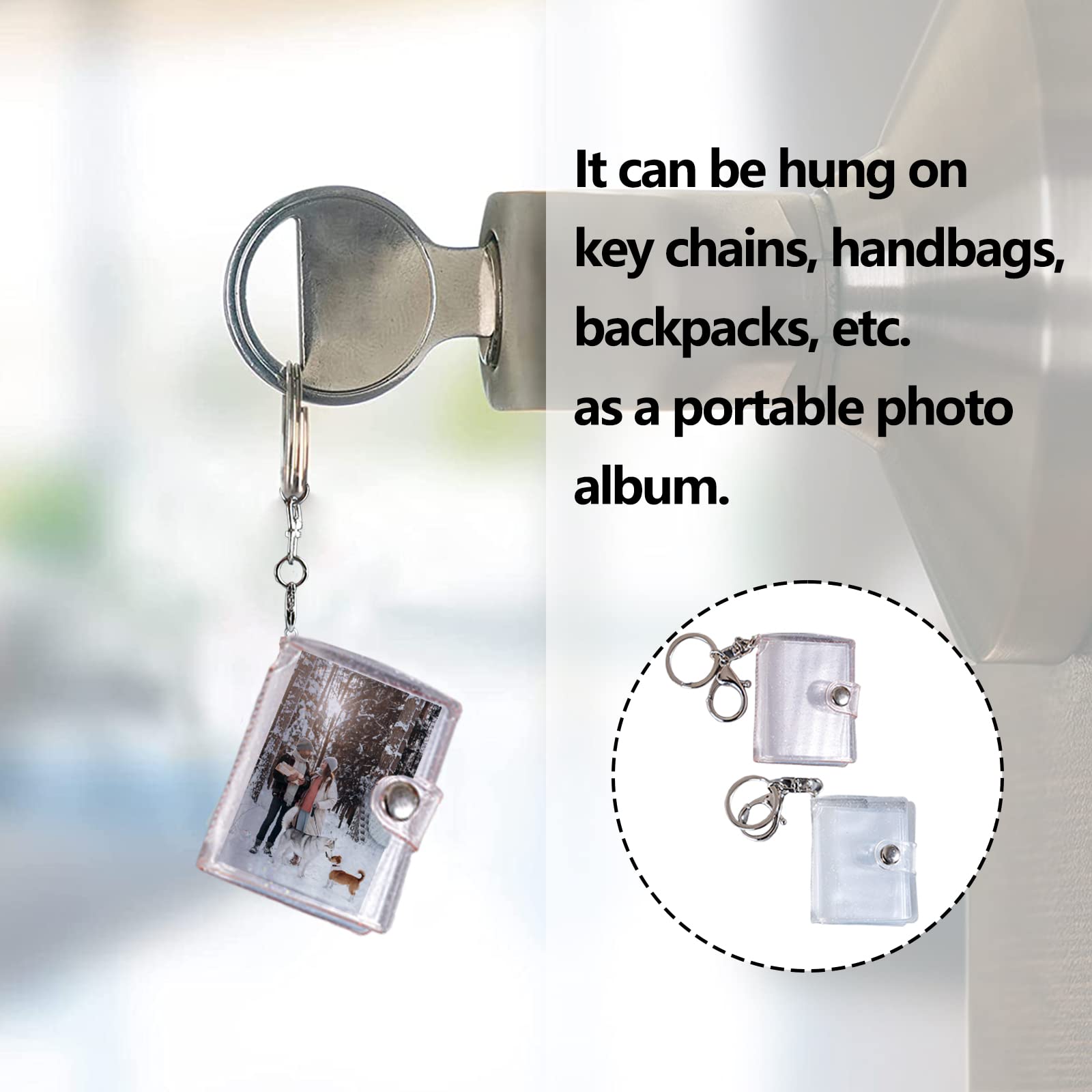 2 Mini Album Fotografici Portachiavi Trasparenti - Con 20 Tasche Each, Per Foto 2 Pollici