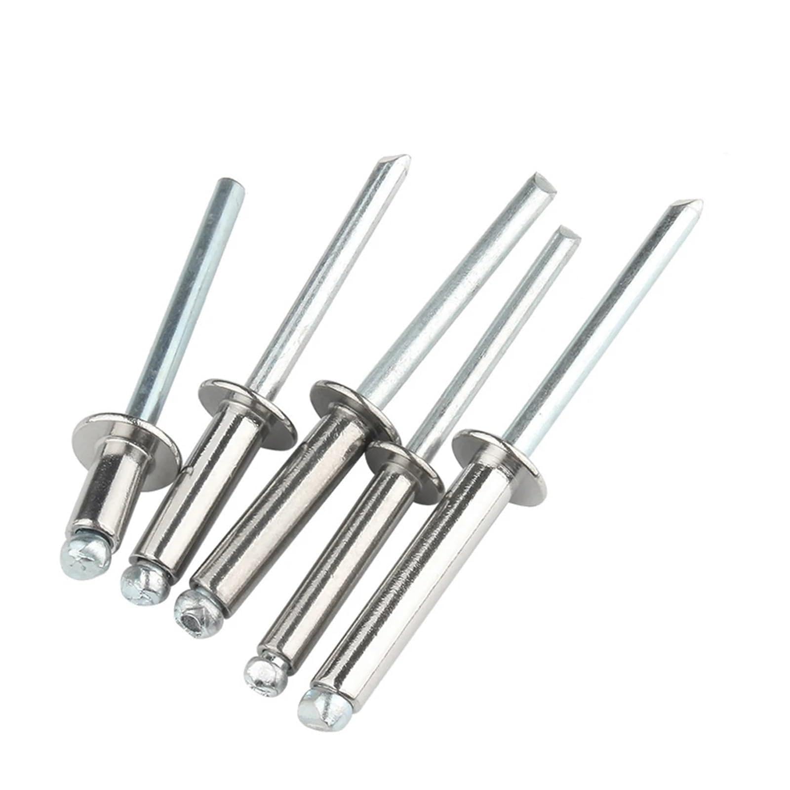 10-50 sztuk nitów popowych, aluminium, M2,4, M3,2, M4, M4, M4, M5, M6, głowica kopułowa, nity zrywalne, trzpień stalowy, trzpień, nity wydechowe, gwoździe (M6 (10 szt.), 8 mm)