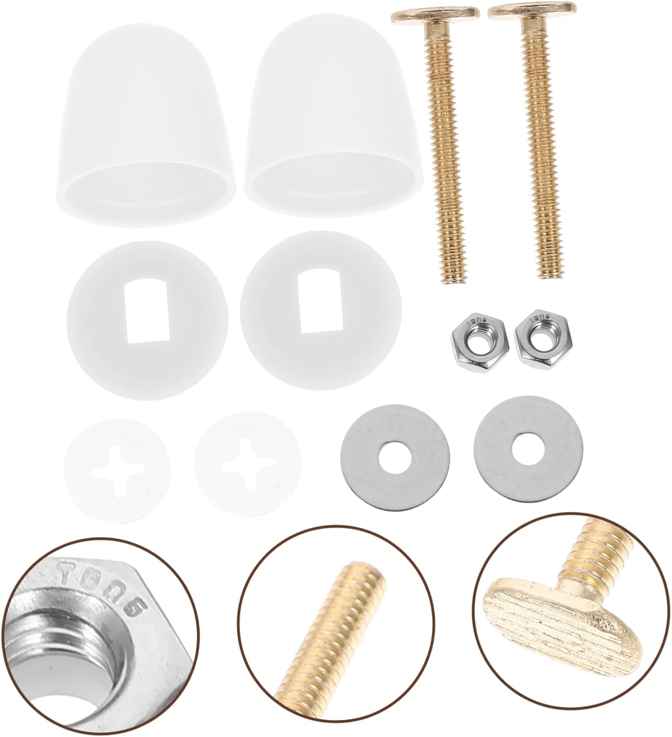 1Set Toilet Seat Bolt Caps and Floor Bolts Replacement Kit Durable Resistant Toilet Parts for Easy Installation Compatible with Various Toilets Enhances Bathroom Appearance
