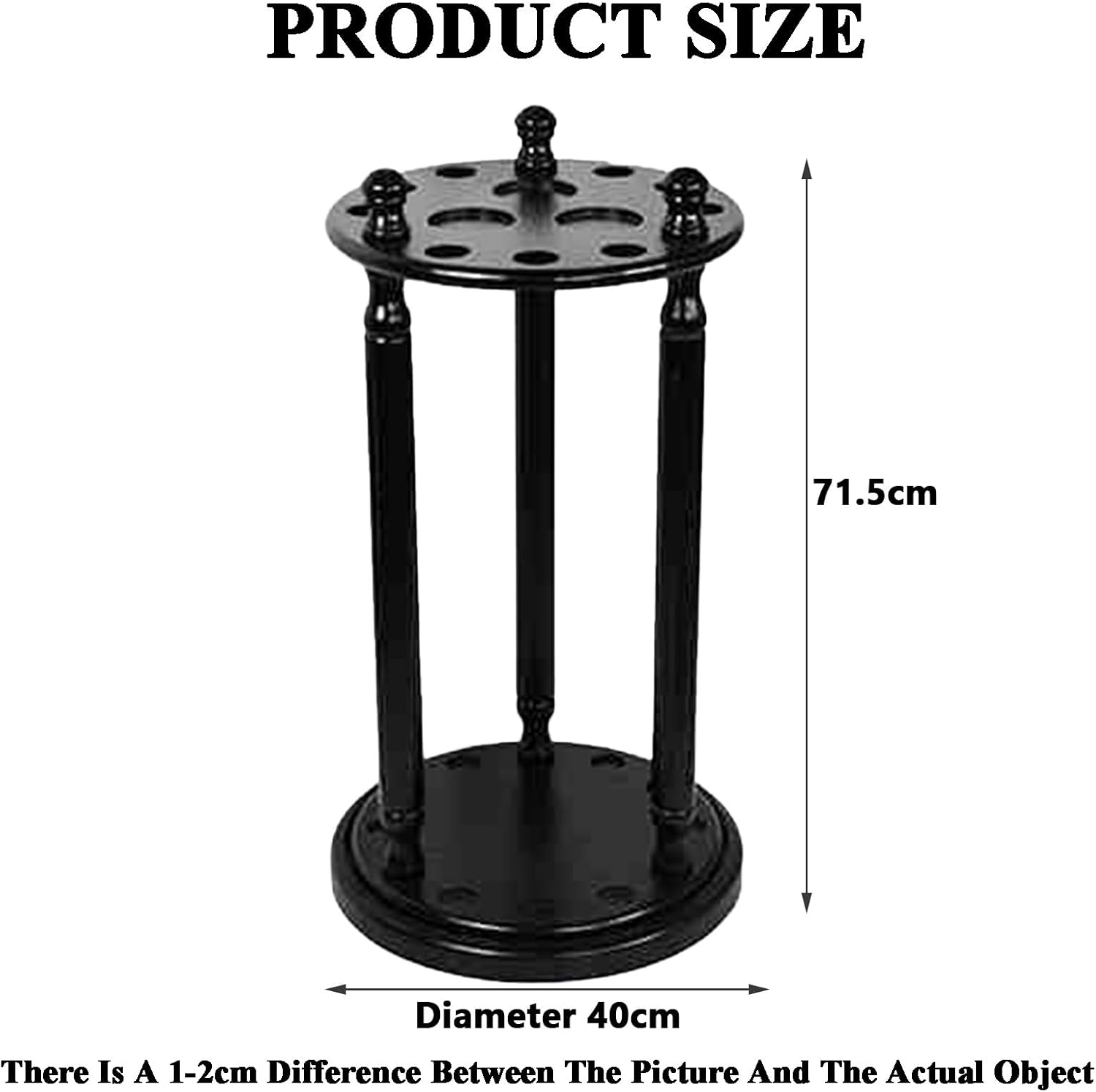 Solid Wood Pool Cue Stick Holder,Round Billiard Cue Rack Hold 9 Cues,Compact Design for Game Room Clubs and Bars,Simple Assembly(Color1)