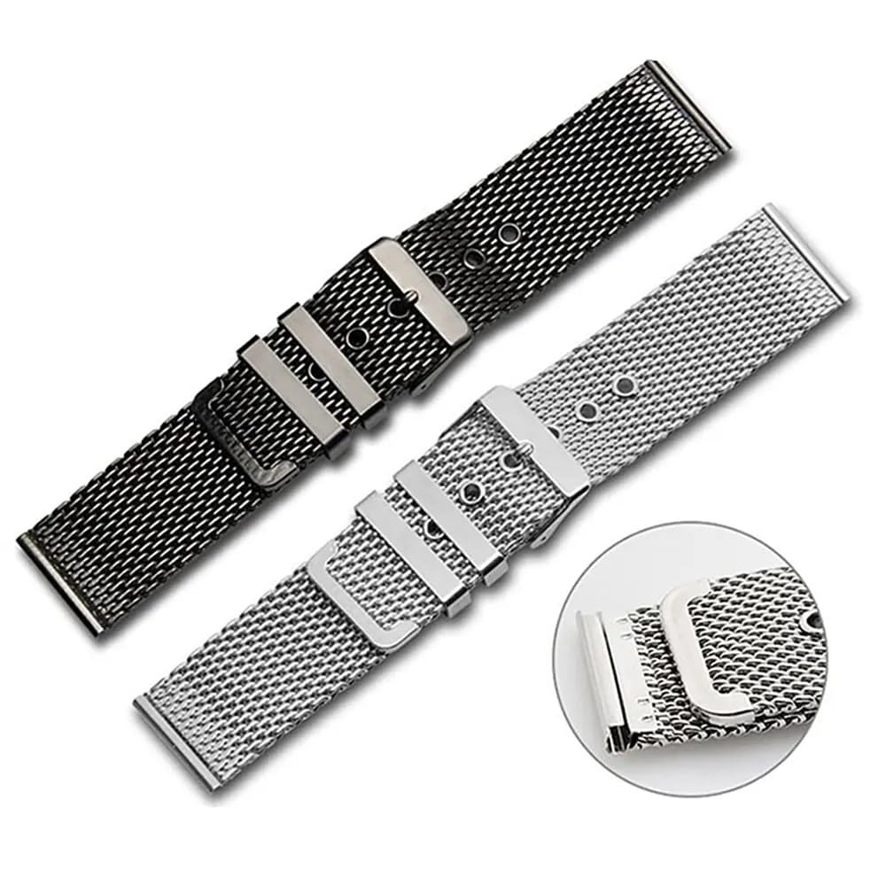 Pasek do zegarka ze stali nierdzewnej, 18mm 20mm 22mm 24mm Stainless Steel Wrist Band Strap Universal Men Women Mesh Watchband Accessories