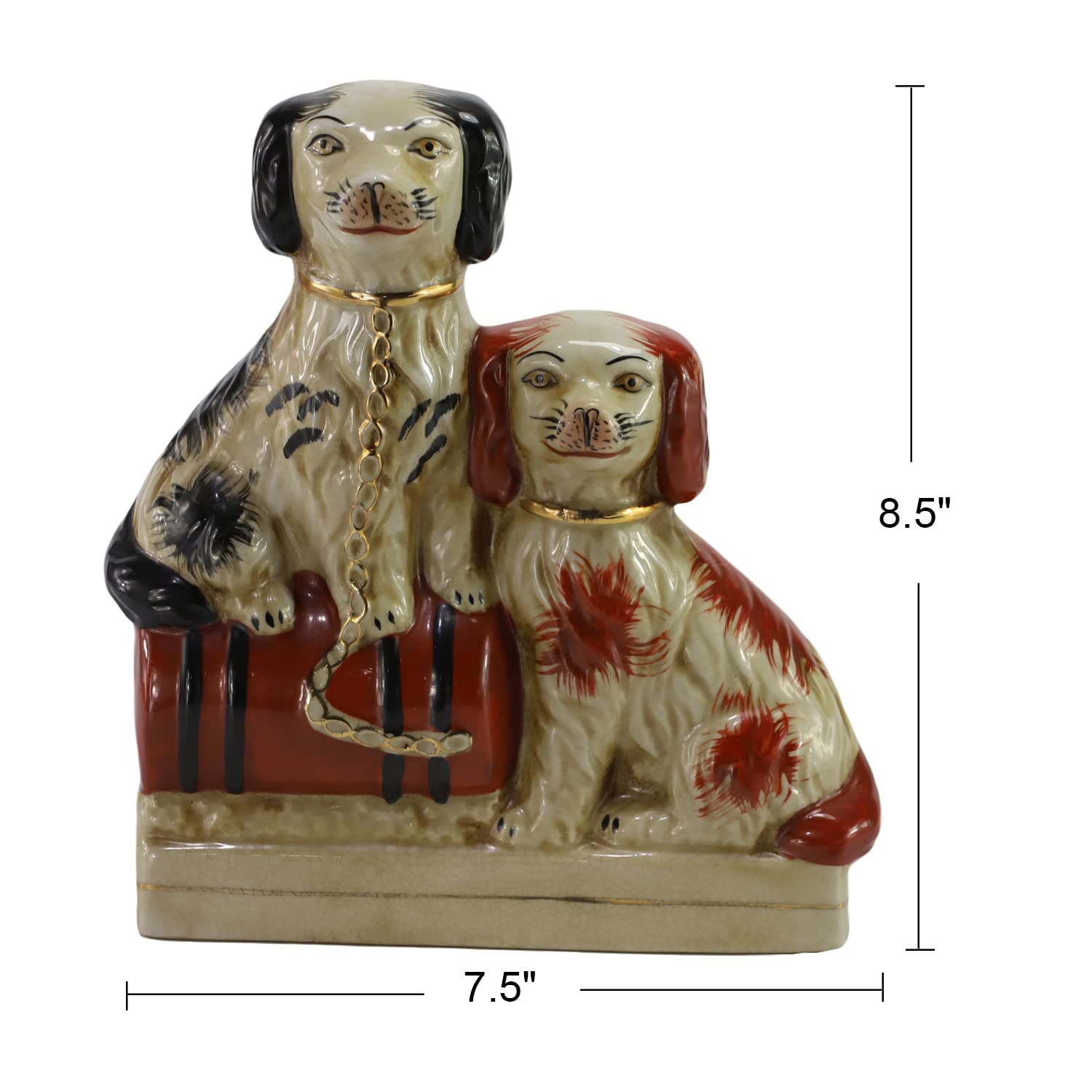 SYNWISH Hand-Painted Porcelain Dog Figurines Sitting on The Drum ,Ceramic Dog Collectibles for Home Decoration ,Unique Gifts - Image 2
