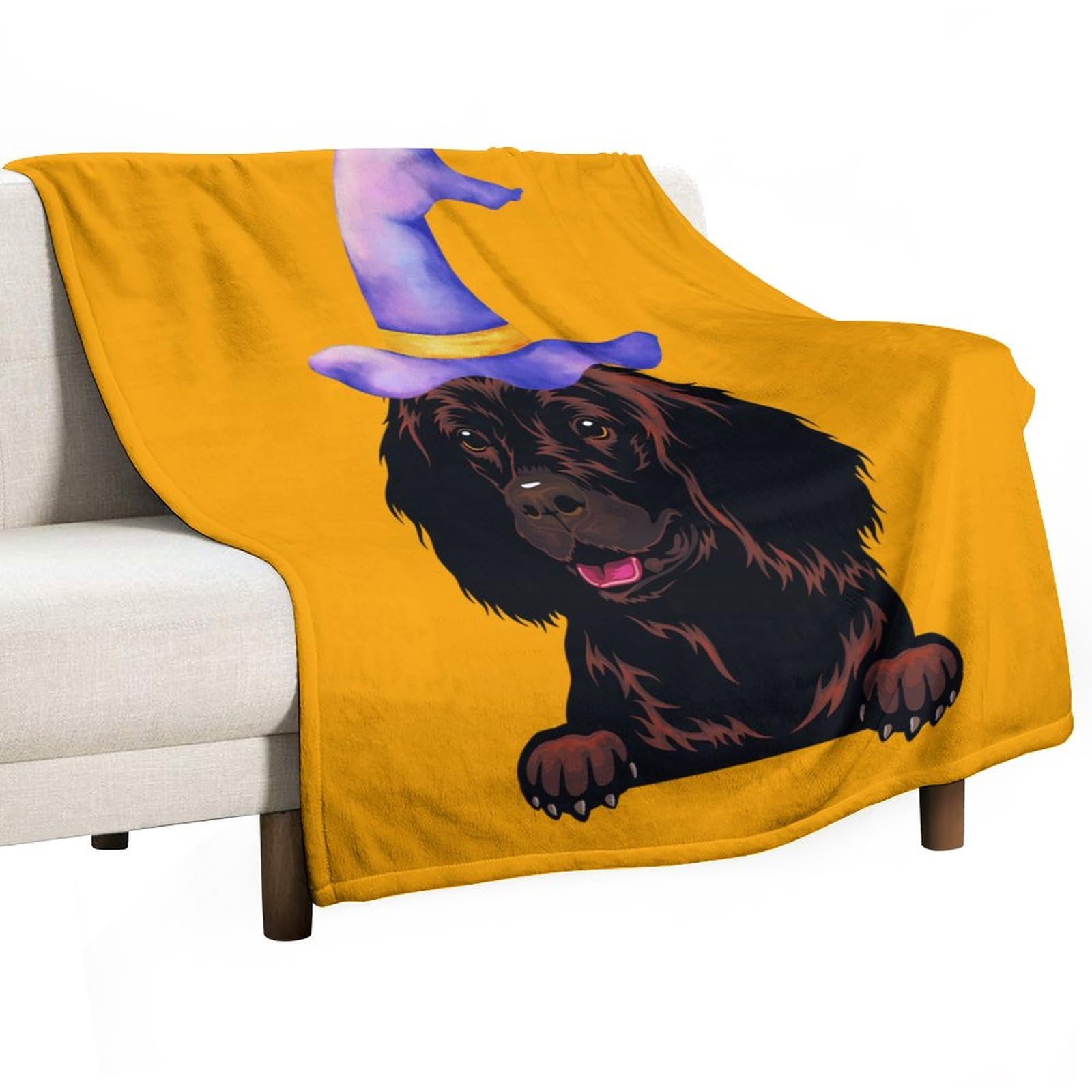 Couverture polaire épagneul d'eau américain, plaid en peluche haut de gamme d'Halloween
