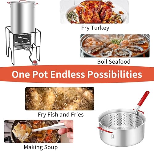 Miniatura 7 de Freidora de pavo de 30 cuartos de galón y freidora de pescado de 10 cuartos de galón con quemador aprobado por la CSA de 50,000 BTU con regulador de