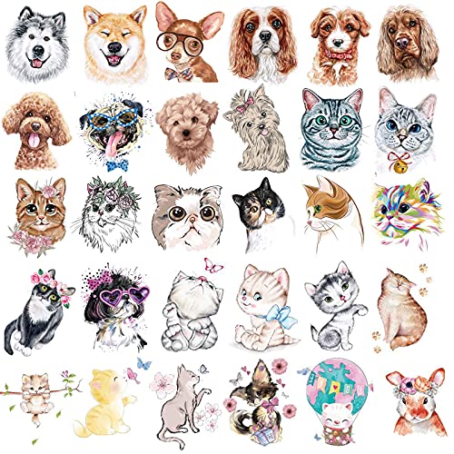 Ooopsiun 30 Pieces Animals Temporary Tattoos For Kids Women, Dogs Cats Waterproof Tattoos For Boys Girls #TOP8