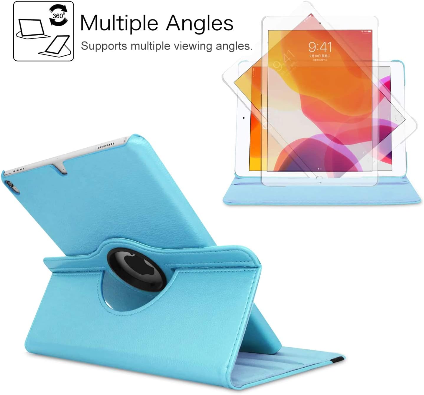 iPad Air 3 Case 2019(3rd Gen)/iPad Pro 10.5 2017 Case,360 Degree Rotating Smart Cover with Auto Wake Up/Sleep Feature for Apple iPad 10.5" Case (A2152/A2123/A2153/A2154 / A1701/A1709)(Sky Blue)