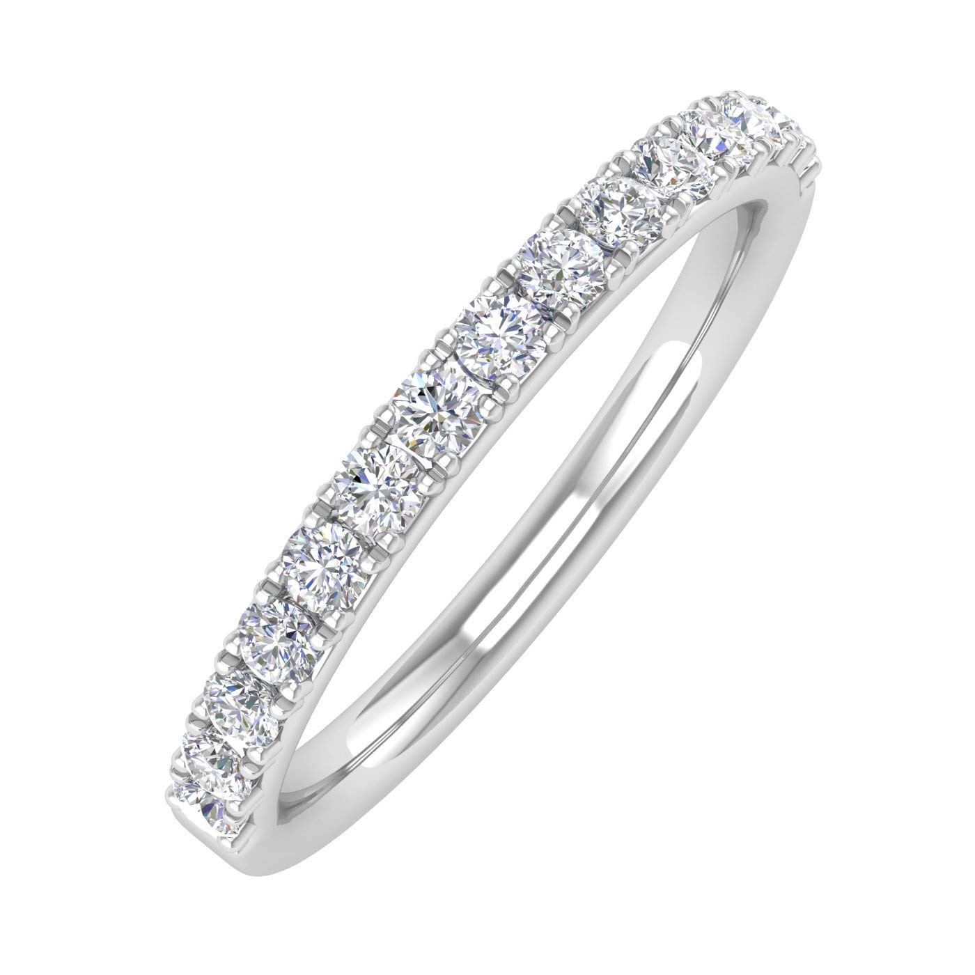 1/10 to 1/3 Carat Diamond Semi-Eternity Wedding Band Ring in 10K White Gold