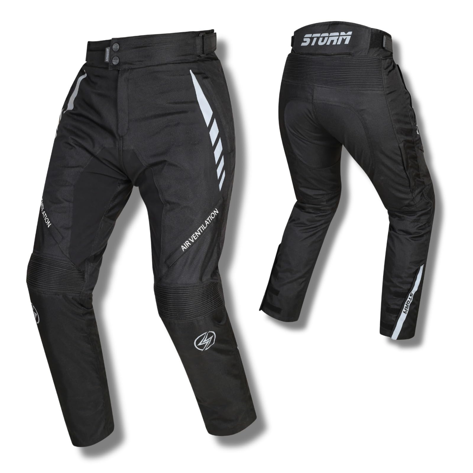 Generico Pantaloni Moto Uomo 3 Strati 4 Stagioni Tecnico con Protezioni CE Rimovibili, Impermeabili con Fodera Removibile