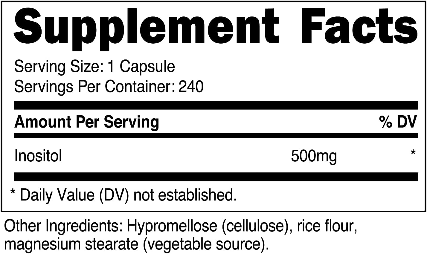 Nutricost Inositol Capsules 500mg, 240 Capsules - Non-GMO, Gluten Free : Health & Household