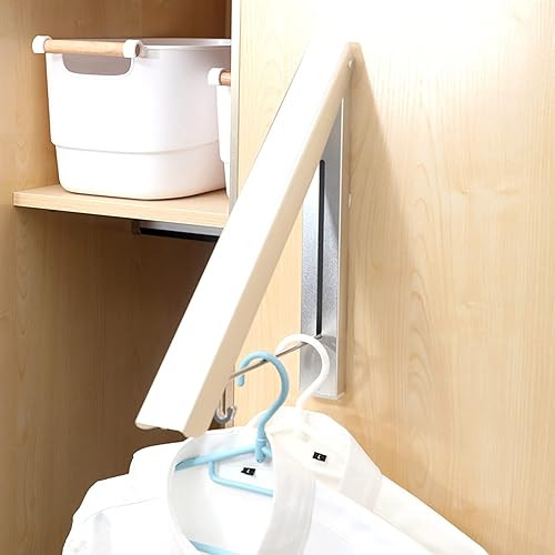 Miniatura 6 de Paquete de 2 estantes retráctiles de secado de ropa, ahorrador de espacio, colgador de ropa plegable para colgar la ropa, para cuarto de servicio,