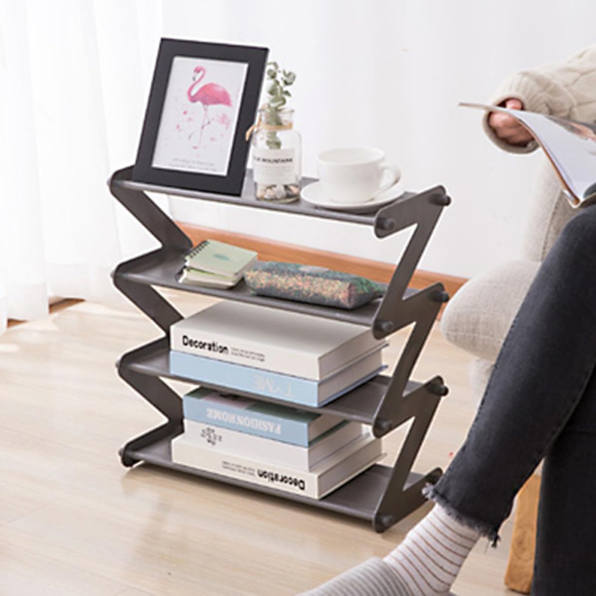 Alipis Layered Shoe Storage Rack Stainless Steel Non Woven Gray for Home