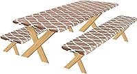 Vista 12 de OutdoorLines Mantel de vinilo ajustable para mesa de picnic con fundas de banco, mantel elástico impermeable para mesa de picnic
