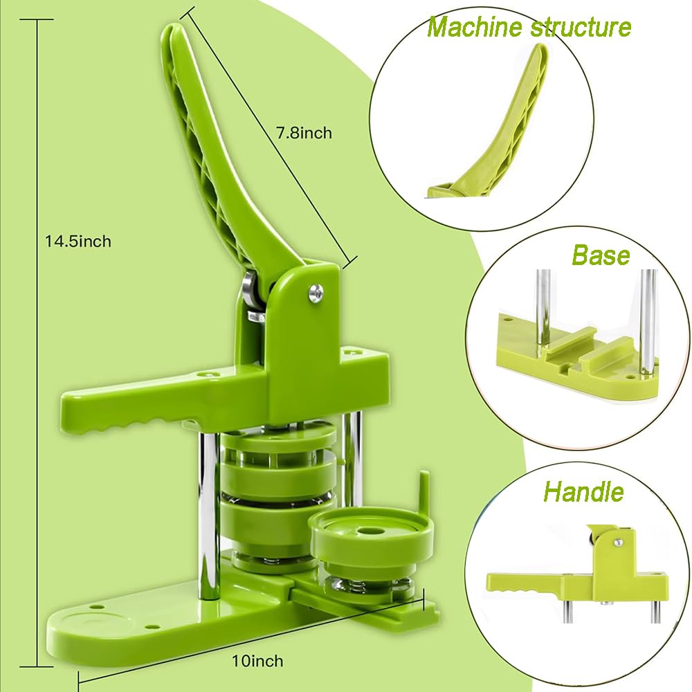 RATSTONE Maquina Hacer Chapas,Maquina Chapas,(58 mm/2.83 inch) Máquina Para Chapas De Hojalata,Con Consumibles 400pcs,Adecuada Para Estudiantes,Niños,Adultos,Regalos Diy,Fabricación De Pins(Verde)