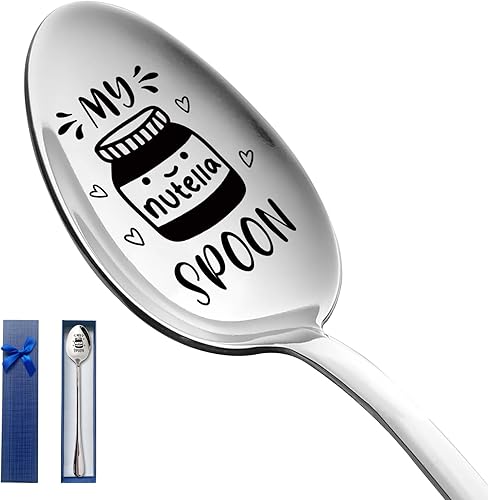 Funny My Nutella Spoon - Cuchara grabada de acero inoxidable, helado de café, cumpleaños, Navidad, Día de San Valentín, Acción de Gracias, Día de la