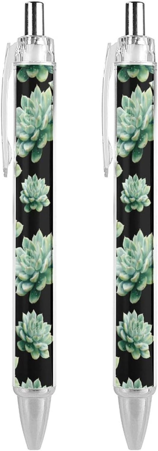 Succulent Plant Ballpoint Pens Retractable Ball Point Pen 2 PCS