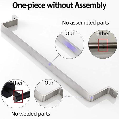 Miniatura 2 de Soporte de Toalla de Baño con Barra de Toalla Montada en la Pared de 16": Juego de Toallero de Baño de Una Pieza Sin Montaje, Soporte de Toalla de