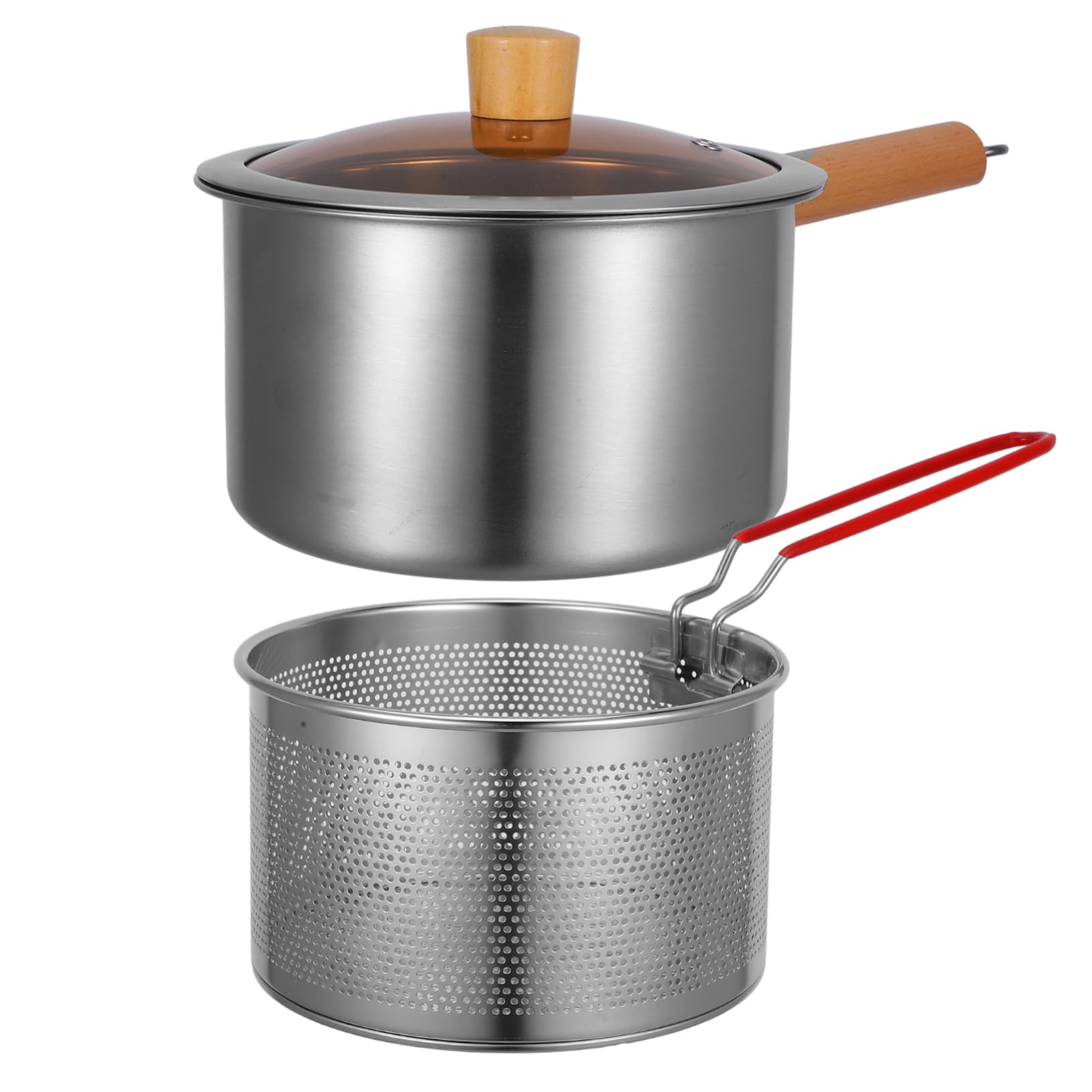 JDJUBOA Fryer with Basket Fry Basket Stainless Steel Fryer Pot Frying Basket Set Deep Fryer Pot with Basket for Fish Chicken Vegetable Cooking